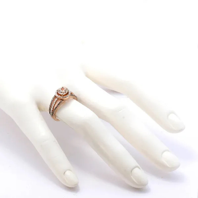 Luxury Exquisite Women's  Round Garnet & White Sapphire & Black Topaz Ring K Rose  Gemstone Diamond Charm Crystal Bride Princess Wedding Engagement Band Ring Size 6 7 8 9 10