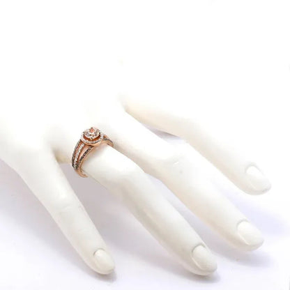 Luxury Exquisite Women's  Round Garnet & White Sapphire & Black Topaz Ring K Rose  Gemstone Diamond Charm Crystal Bride Princess Wedding Engagement Band Ring Size 6 7 8 9 10