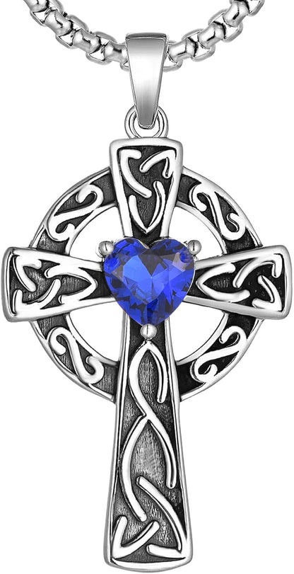 Women'S Cross Pendant Necklace Sterling Silver Celtic Knot Filigree Infinity Cubic Zirconia Crucifix Jewelry