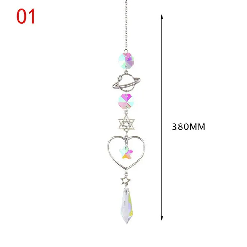 3 Styles Crystal Wind Chime Moon Sun Catcher Diamond Prisms Pendant Dream Catcher Rainbow Chaser Hanging Drop Home Garden Decor Windchime