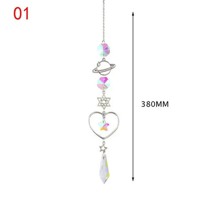 3 Styles Crystal Wind Chime Moon Sun Catcher Diamond Prisms Pendant Dream Catcher Rainbow Chaser Hanging Drop Home Garden Decor Windchime