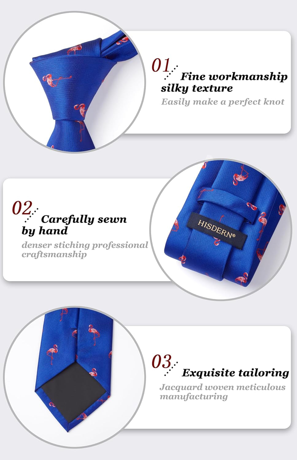 Ties for Men Classic Animal Tie and Pocket Square Set Jacquard Woven Silk Neckties Handkerchief Wedding Party