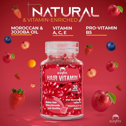 Hair Treatment Serum Oil Capsules - Conditioning Repair & Moisturizing Formula with Argan Jojoba Oils Vitamins a C E Pro Vitamin B5 Healthier Smooth Silky Thicker for Softness (1 Bottle)