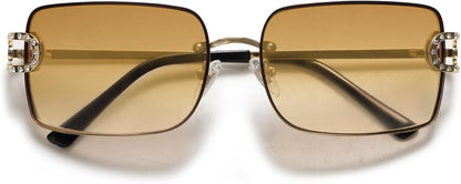 Vintage Rectangle Sunglasses for Women,Trendy Rimless 90S UV400 Womens Y2K Shades SJ1178