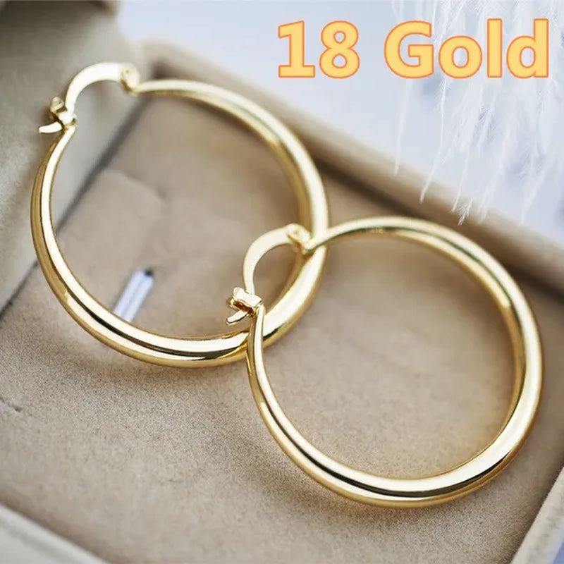 Women's Fashion 18K Gold Earrings Hoop Earrings For Women Jewelry  Party Wedding Engagement Christmas Jewelry Gifts