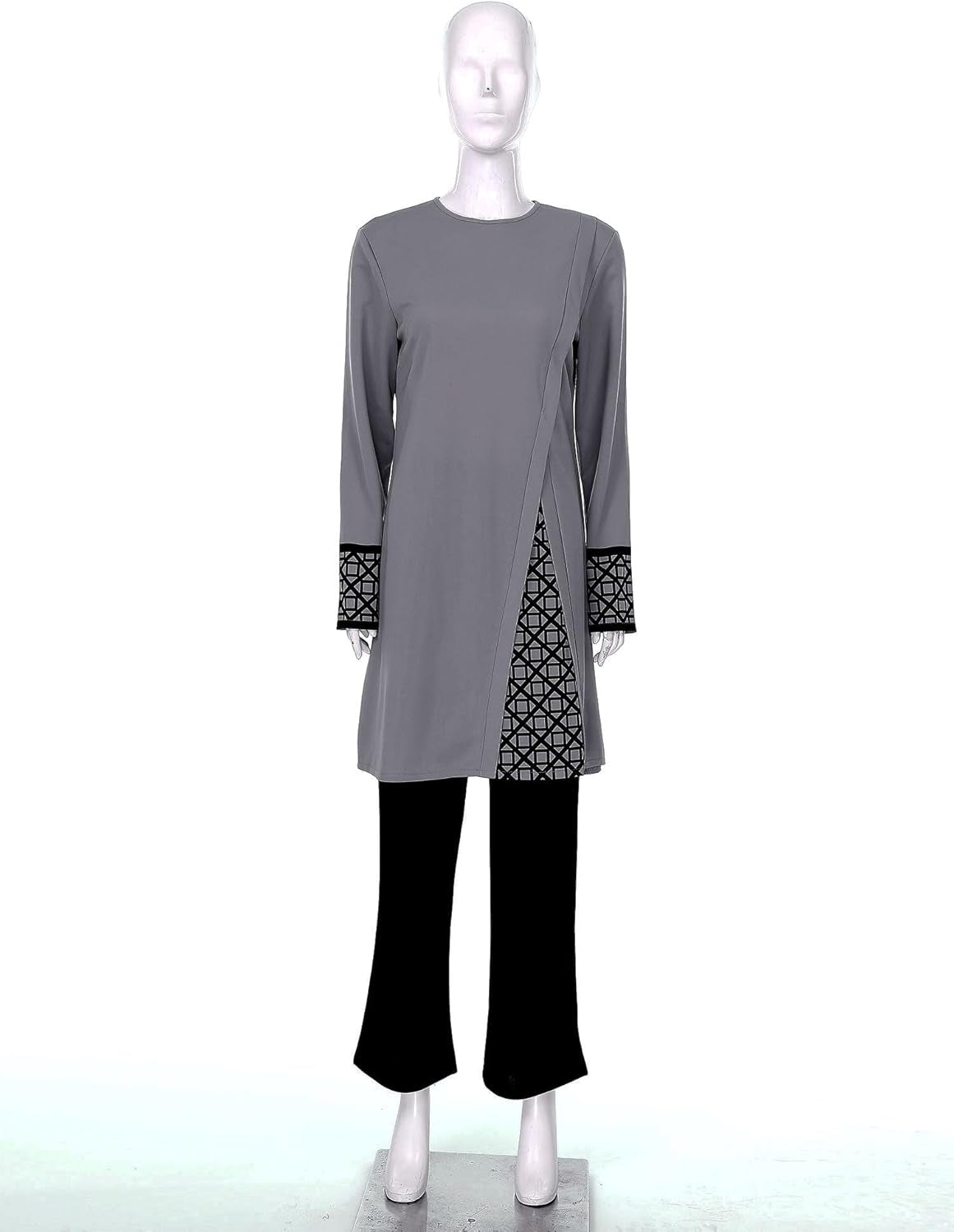 Womens Muslim Abaya 2-Piece Suits Long Sleeve Robe with Pants Outfit Islamic Prayer Clothes Sets