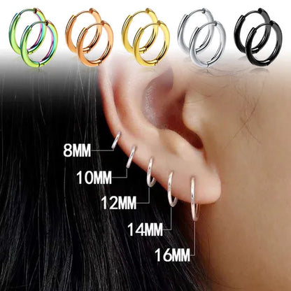 High Quality 1 Pair 8-20Mm Small Hoop Earrings Silver Color Circle Hoop Earring for Women Men Ear Rings Clip Huggie Earrings