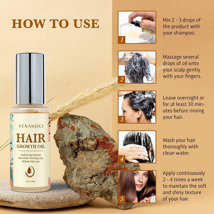 Biotin, Castor & Rosemary Oil for Hair Growth for Women, Hair Loss Treatments for Dry Damaged Hair and Growth, Serum for Thicker Longer Fuller Healthier Hair, All Natural Vitamin Rich Treatment