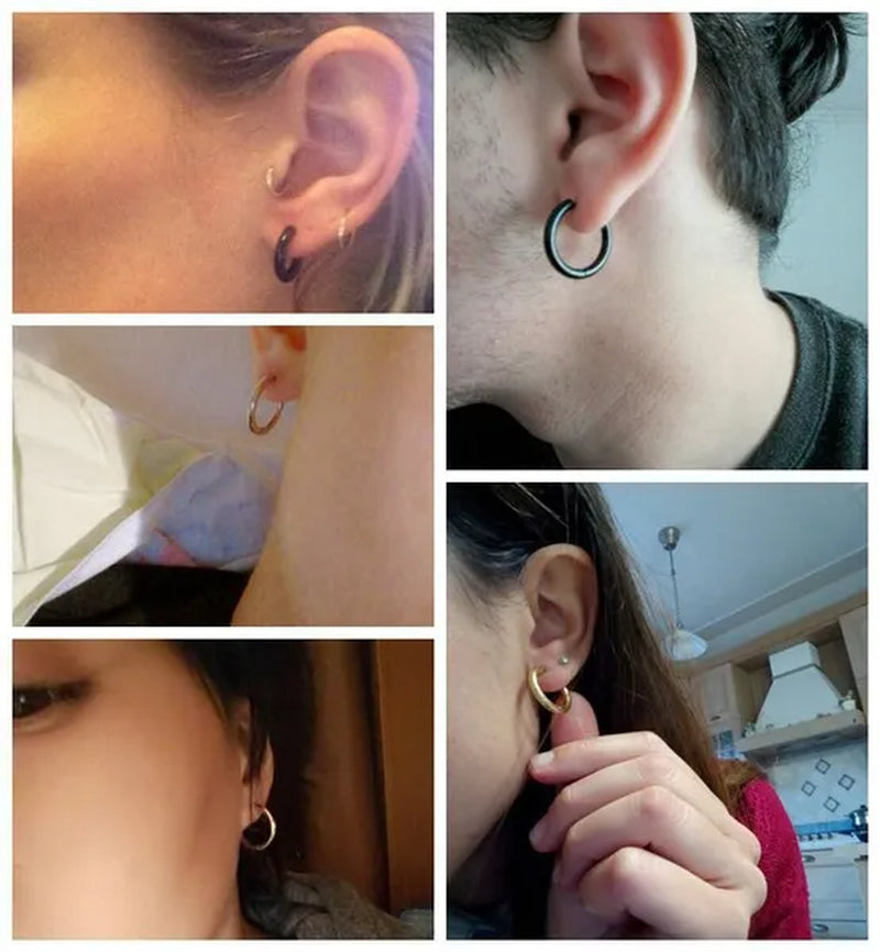 High Quality 1 Pair 8-20Mm Small Hoop Earrings Silver Color Circle Hoop Earring for Women Men Ear Rings Clip Huggie Earrings