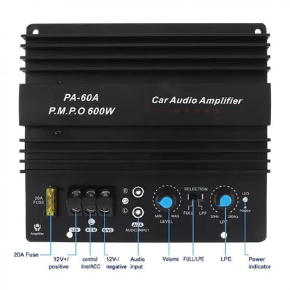12V 600W Black Car Audio Amplifier Board Speaker Subwoofer Board Bass Module High Power Mono Channel Lossless Accessories