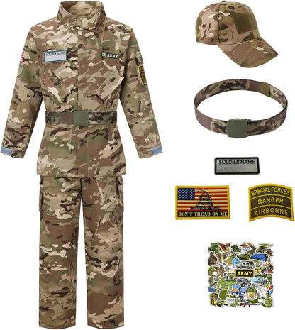 Kid Army Costume,Deluxe Soldier Costume Boy and Girl,Army Camouflage Uniform for Kid