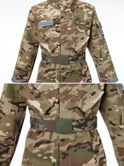 Kid Army Costume,Deluxe Soldier Costume Boy and Girl,Army Camouflage Uniform for Kid