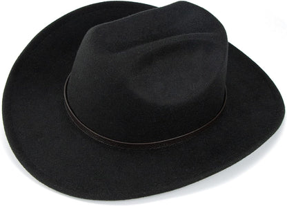 Western Cowboy Hat for Men Women Classic Fedora Hat with Buckle Belt (Size:M-L)