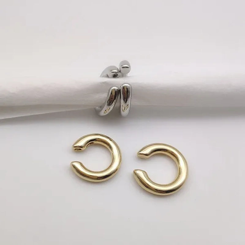 Fashionable and Simple Metal Gold Female Cartilage Clip Ear Round Ear Cuff Beautiful Girl Jewelry Earrings