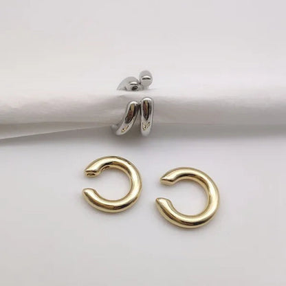 Fashionable and Simple Metal Gold Female Cartilage Clip Ear Round Ear Cuff Beautiful Girl Jewelry Earrings