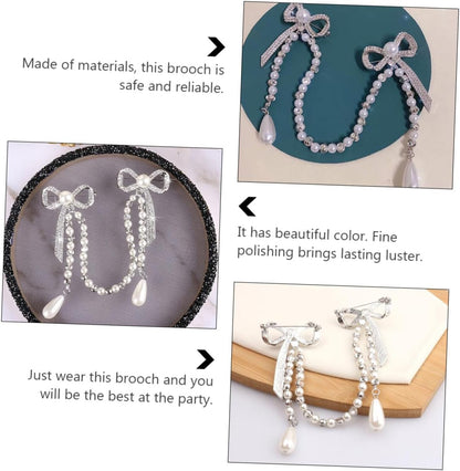 Unique Brooches for Women Pearl Butterfly Corsage Tassel Brooch Elegant Diamond Breast Pin Chain for Women Lady Pin Brooch for Parties