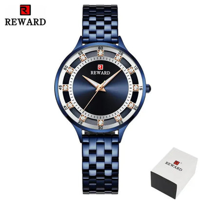 REWARD Fashion Quartz Watch Luxury Waterproof Anti-Scratch Wristwatches Timepiece Stainless Steel Wrist Watches for Women