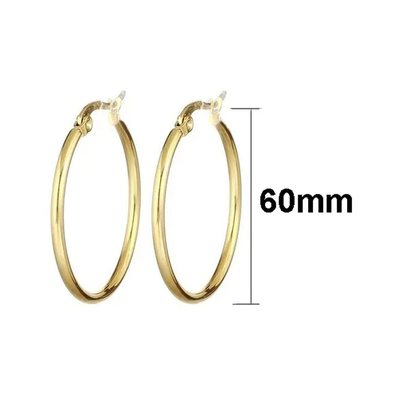 【 Hoop Earrings】 Pendant Women'S Fashion Silver Plated Earrings Stainless Steel Gold Color Jewelry