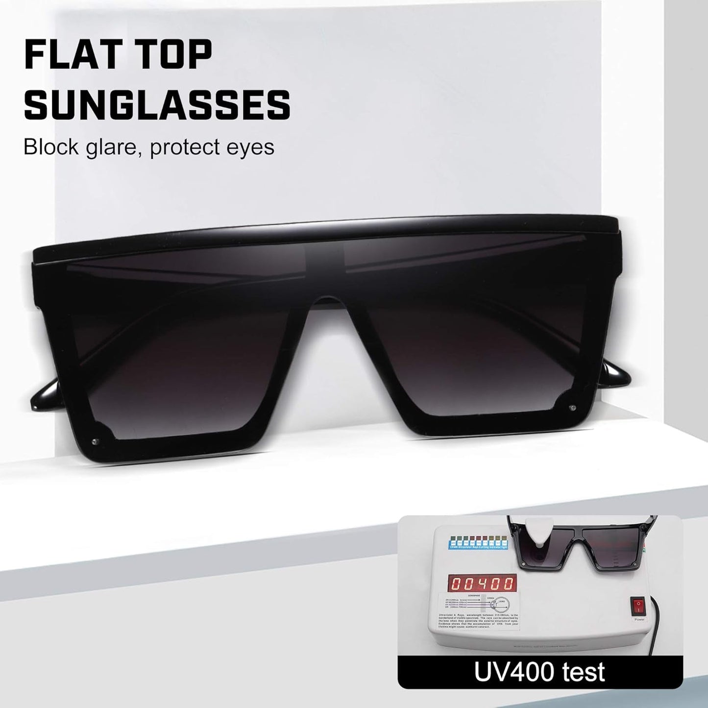 Square Sunglasses for Women Men Fashion Big Frame Flat Top Sun Glasses Mirror Lens