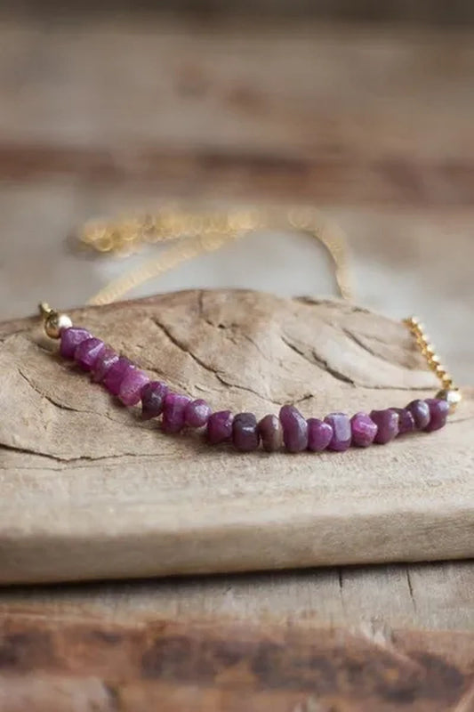 Raw Ruby Necklace Genuine Ruby Crystal Necklace Raw Stone Jewellery Rough Ruby Necklace