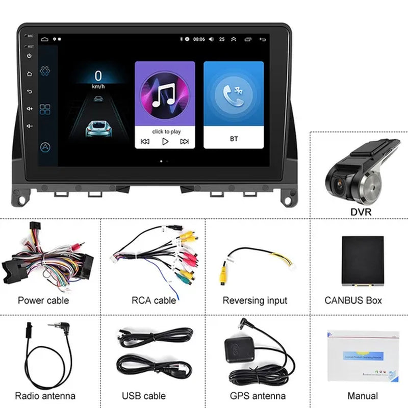 PODOFO【2+32G】HD 9'' Android 10.1 Car Radio Stereo with GPS Navigation Wifi Bluetooth FM/RDS for Mercedes-Benz W204 2006-2011 with 12LED Camera/ DVR (Optional)