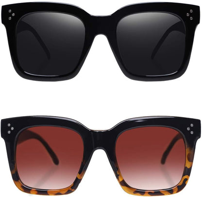 Vintage Women Oversized Sunglasses Designer Luxury Square Sun Glasses UV400 Protection Flat Lens