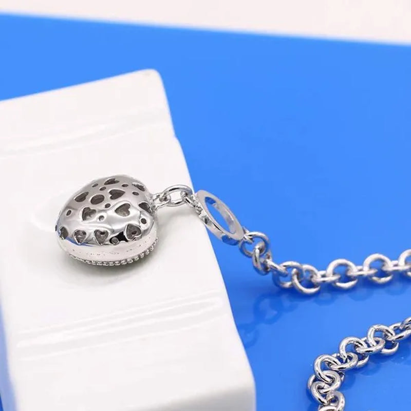 FASHION Women'S 925 Sterling Silver Necklace Noble Heart Pendant Necklace/Bracelet Solid Silver Rolo Chain Birthday Party Jewelry