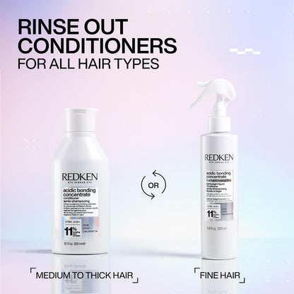 Redken Acidic Bonding Concentrate Conditioner for Damaged Hair Repair - Strengthens and Repairs Weak and Brittle Hair