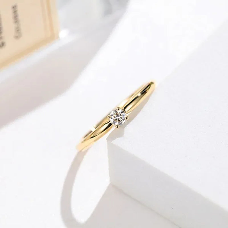 Women Fashion Cute 18k gold platedand 925 Sterling Silver Small Diamond Gemstone Rings Wedding Engagement Party Ring Jewelry