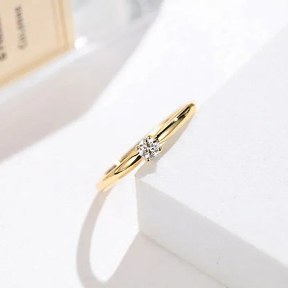 Women Fashion Cute 18k gold platedand 925 Sterling Silver Small Diamond Gemstone Rings Wedding Engagement Party Ring Jewelry