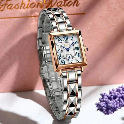 2021 LIGE Brand SUNKTA Women Watches Fashion Square Ladies Quartz Watch Bracelet Set Dial Simple Rose Gold Luxury Women Watches