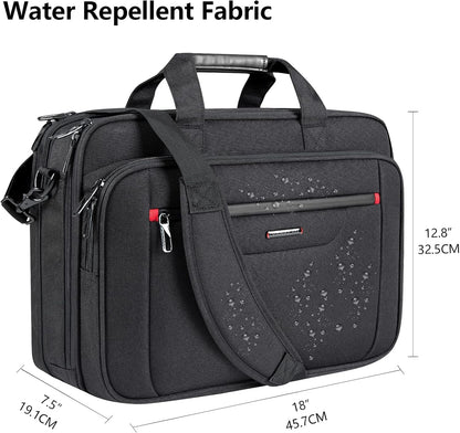 Laptop Briefcase Premium Laptop Case Fits up to 17.3 Inch Business Shoulder Bag Laptop Expandable Water-Repellent Messenger Bag for Men/Women Computer Bag for Travel/Business/Black
