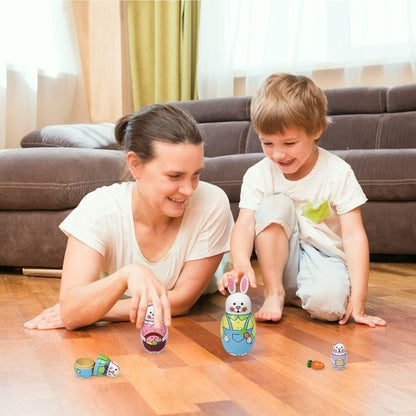 Nesting Dolls Russian Matryoshka Wood Stacking Nested Set for Kids Handmade Toys for Children Kids Christmas Birthday Decoration Halloween Wishing Gift