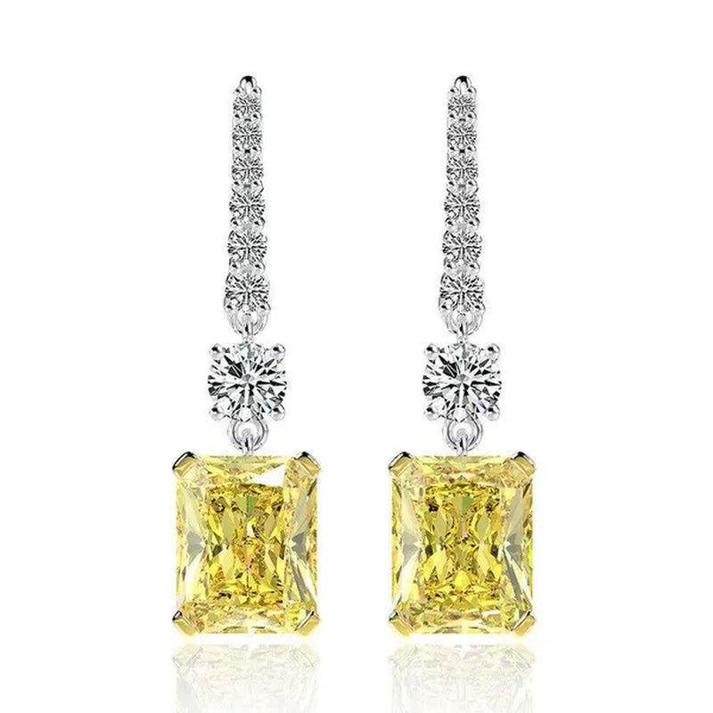 Fashion Bridal Wedding Earrings Hook Yellow Topaz Drop Earrings for Women Fine Jewelry Gift