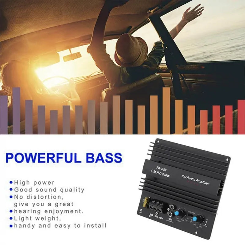 12V 600W Black Car Audio Amplifier Board Speaker Subwoofer Board Bass Module High Power Mono Channel Lossless Accessories