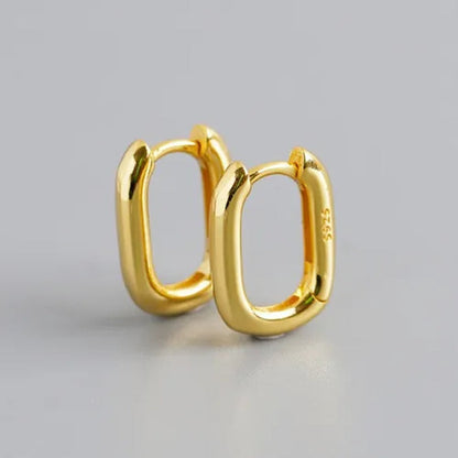 Small Gold Plated Oval Hoop Earrings Hypoallergenic Gold Huggie Earrings for Women, Silver Gold U Shaped Small Hoop Earrings