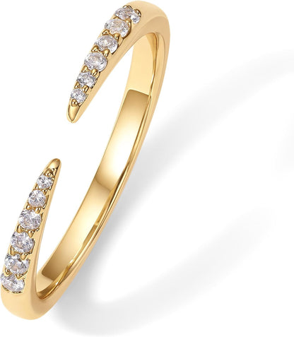 18K Gold Plated Open Eternity Ring | Cubic Zirconia Stacking Bands for Women | Dainty Stackable Rings for Women