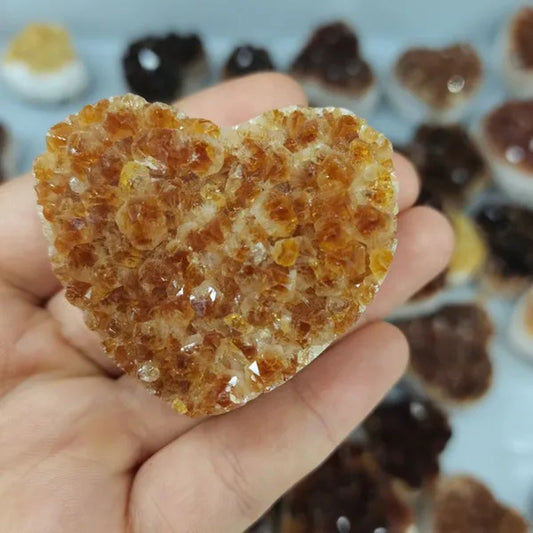 1pc 100% Natural Citrine Cluster Heart shape Mineral Specimen Quartz Stones and Crystals Healing Crystal