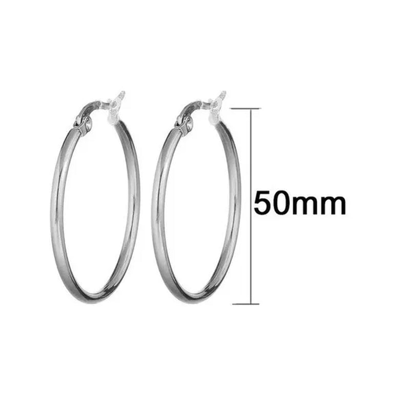 【 Hoop Earrings】 Pendant Women'S Fashion Silver Plated Earrings Stainless Steel Gold Color Jewelry