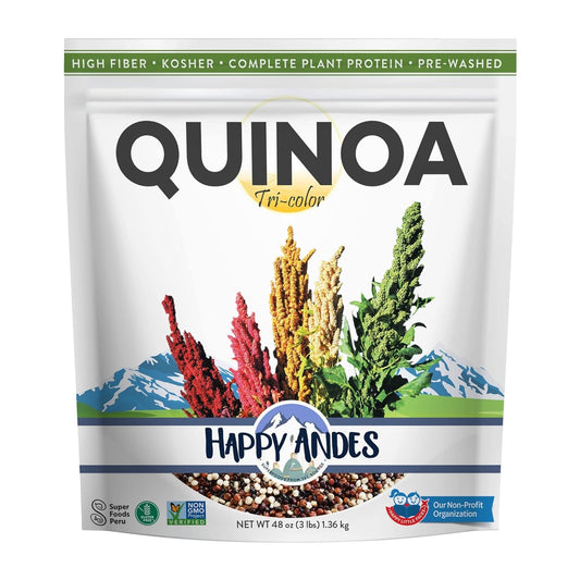 Tri-Color Quinoa Non GMO & Gluten, Whole Grain Rice Substitute, Ready to Cook Food for Oats & Seeds Recipes, Healthy Meal with Vitamins and Protein, 48 Oz