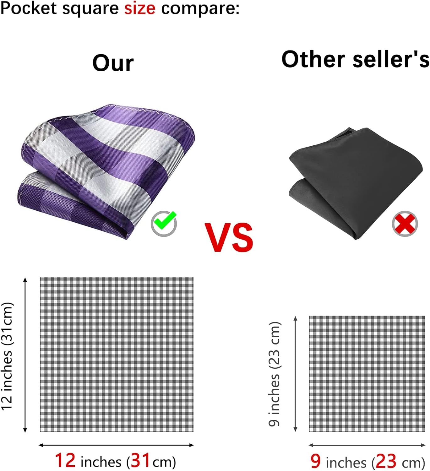 Ties for Men Plaid Checkered Tie with Pocket Square Woven Business Formal Necktie Handkerchief Set Wedding Party