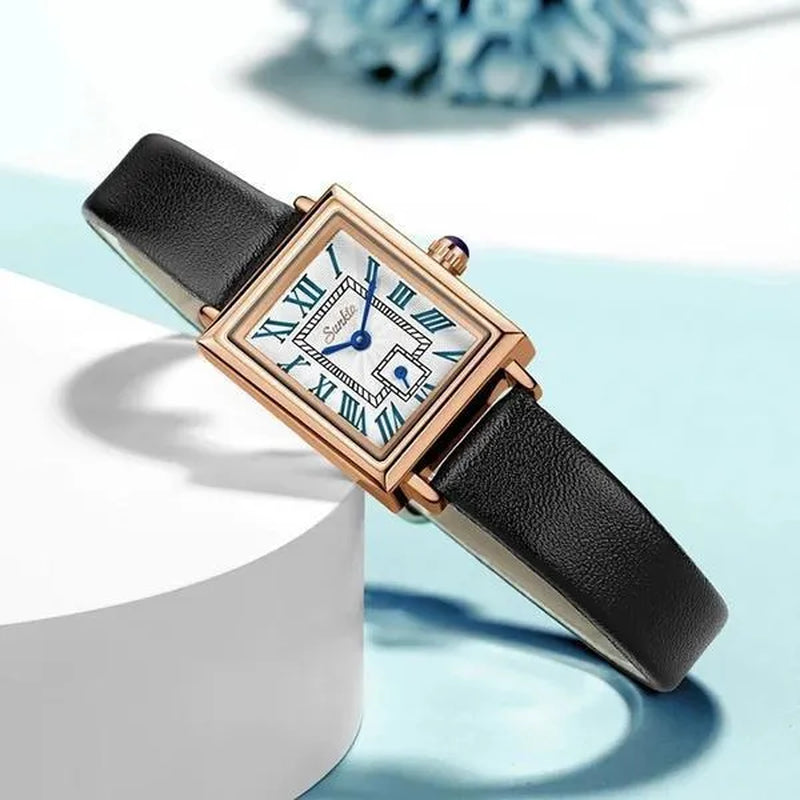 2021 LIGE Brand SUNKTA Women Watches Fashion Square Ladies Quartz Watch Bracelet Set Dial Simple Rose Gold Luxury Women Watches