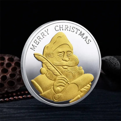 Christmas Grandpa Commemorative Coin Gold Metal Badge Replica Coin Collection