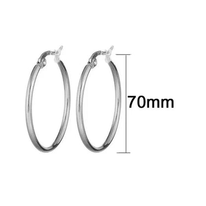 【 Hoop Earrings】 Pendant Women'S Fashion Silver Plated Earrings Stainless Steel Gold Color Jewelry