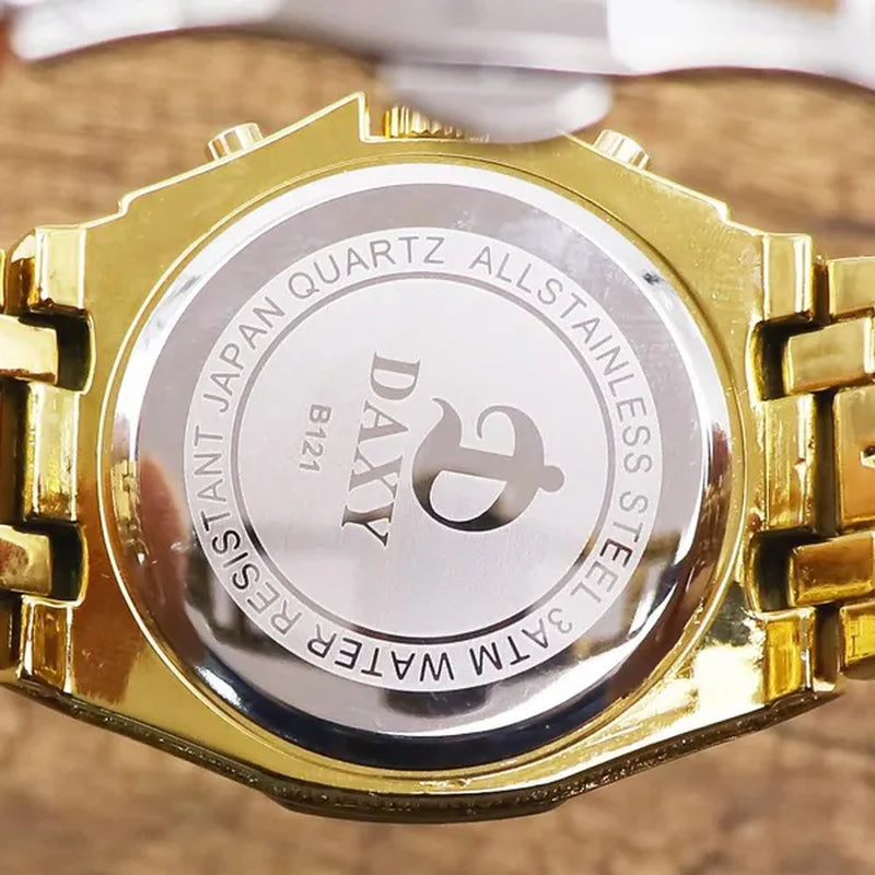 Mens Fashion Watches Luxury Gold Analog Watch Calender Man Hip Hop Bracelet Watch Diamond Quartz Wristwatches