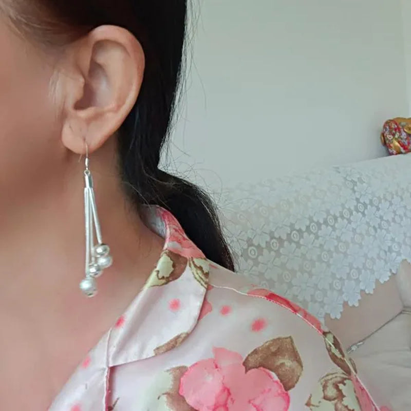 Women's Fashion 925 Sterling Silver Five-line Snake Chain Matte Smooth Bead Pendant Necklace Bracelet Earring Jewelry Set