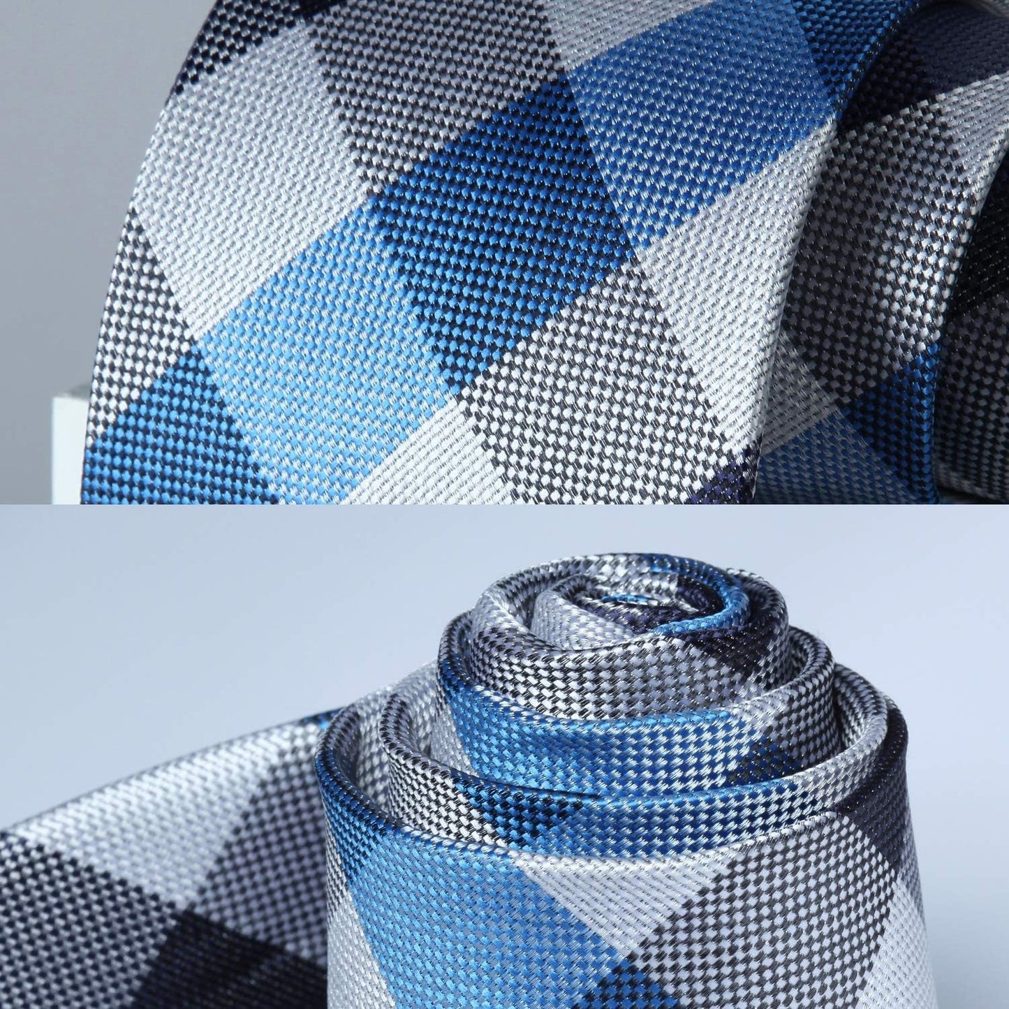 Ties for Men Formal Business Plaid Checked Mens Ties and Pocket Square Set Classic Wedding Necktie Handkerchief
