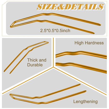 24 Pcs U Shaped Hair Pins, Ballet Bobby Pins U Hair Styling Pins for Updo with Storage Box, Metal U Bun Hair Forks for Women Girls, Thick, Thin, Long, Curly Hair (Gold, 2.5 Inch)