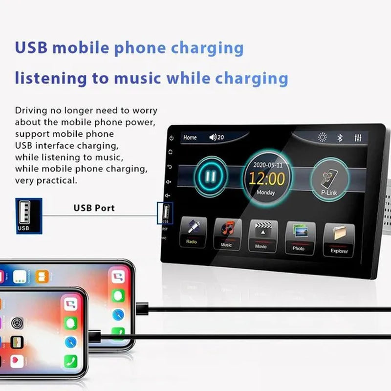 UNITOPSCI Single 1Din 9Inch Car MP5 Player Car Stereo Radio 2.5D HD 1080P Touch Screen Bluetooth Autoradio Support Mirror Link FM AUX Function with External Microphone