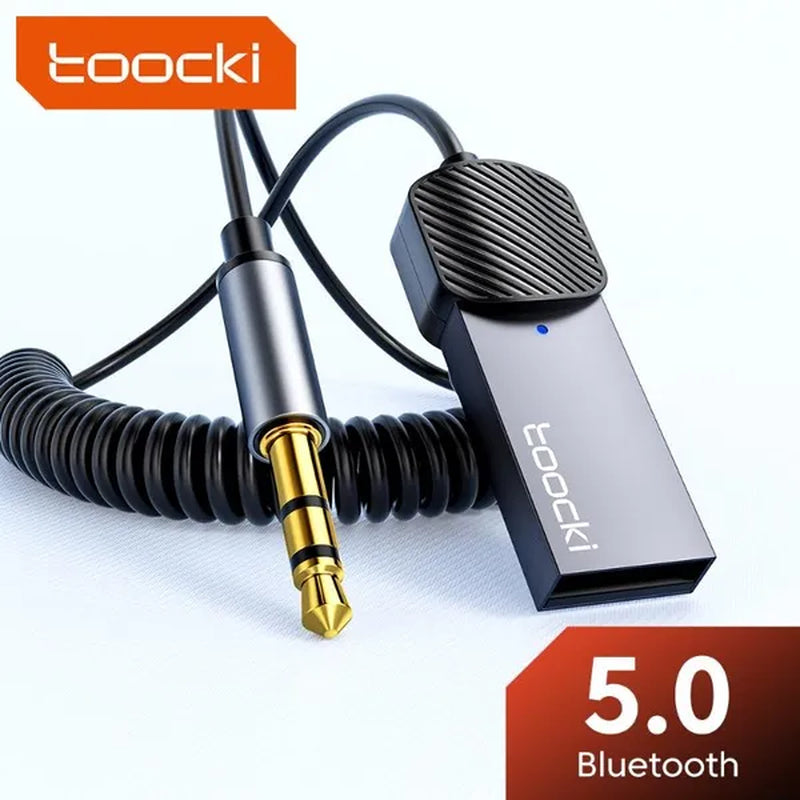 Toocki USB Bluetooth 5.0 Aux Adapter Wireless Car Receiver 3.5Mm Jack Audio Handsfree for Car Kit Speaker Transmitter